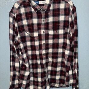Old Navy Men’s Burgundy & White Plaid Flannel Shirt